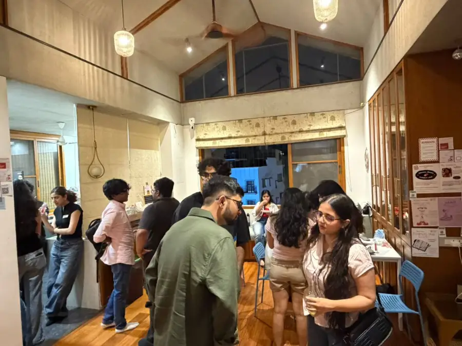 Guests mingling at a house event